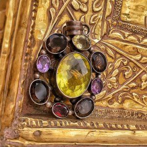 Beautiful Protection Gemstone Large Silver Pendant